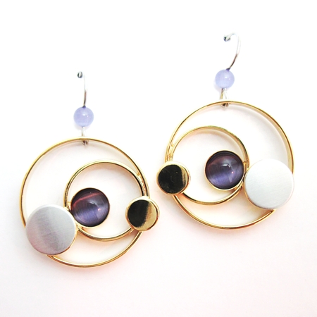Christophe Poly Purple Catsite Circle Earrings - Click Image to Close